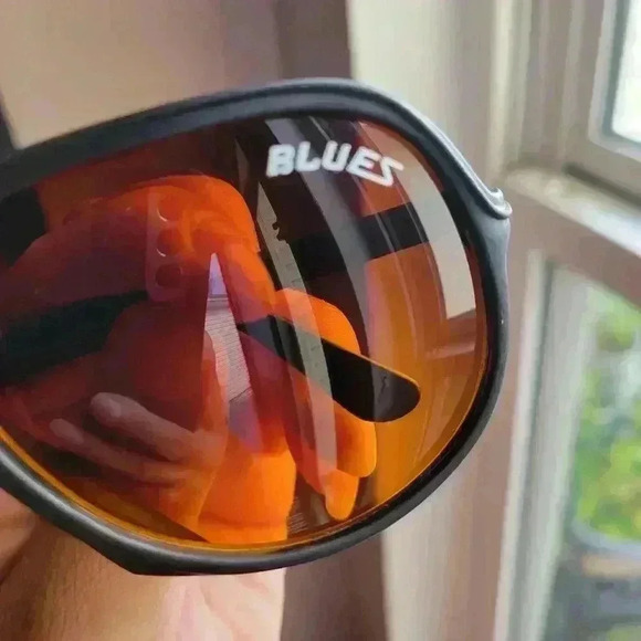 VINTAGE BLUES BROWN/ORANGE PILOT SUNGLASSES BLACK FRAME PLASTIC - Picture 5 of 9